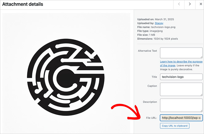 Copying a media file URL to use on brand asset buttons