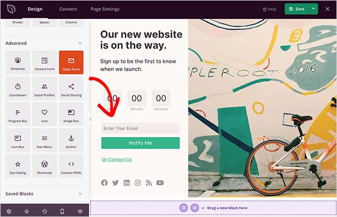 Ajoutez un formulaire d'optin à votre page "coming soon