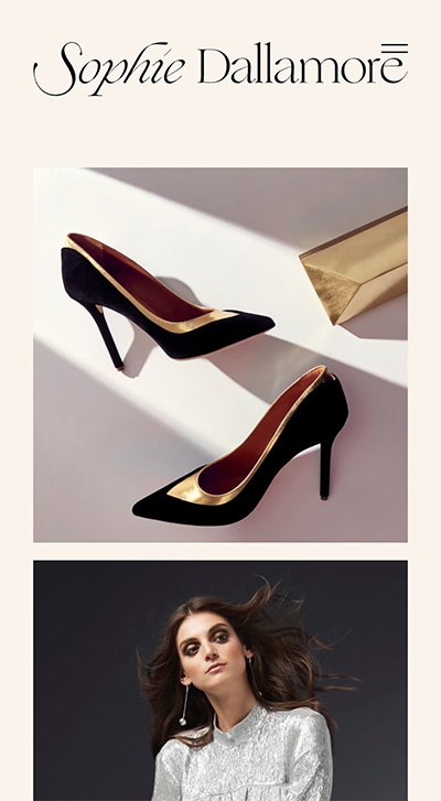 Sophie Dallamore mobile landing page exmple