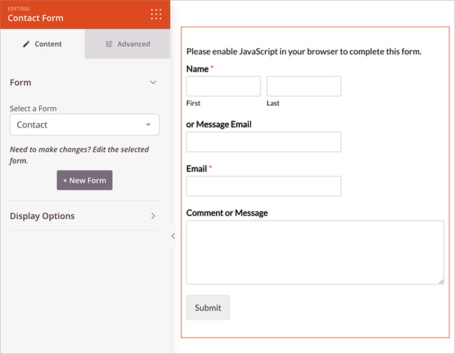 Adding a contact form to your media kit page