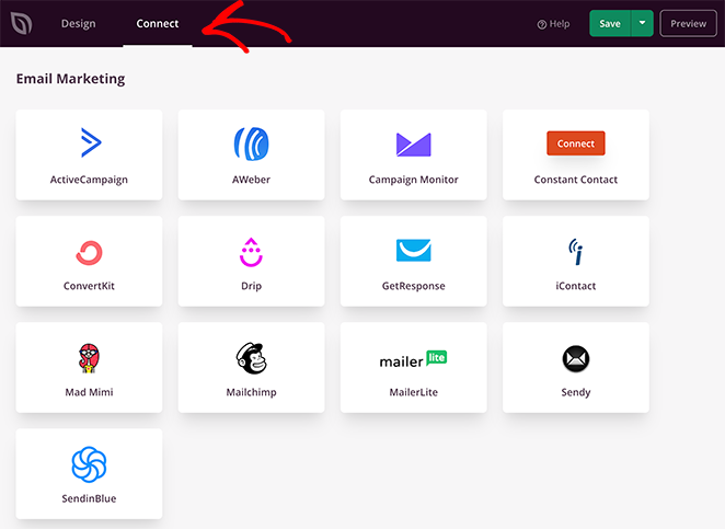 Connectez votre page "à propos" à un service de marketing par courrier électronique