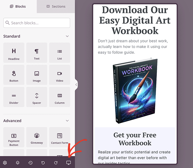 Prévisualisez votre page WordPress personnalisée sur mobile