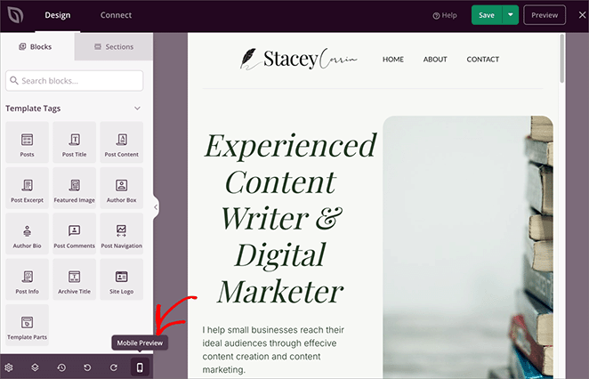 preview-custom-WordPress-theme-on-mobile - SeedProd Preview custom WordPress theme on mobile