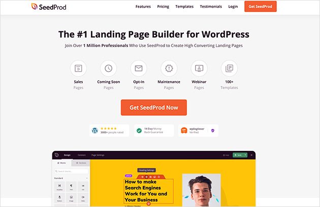 SeedProd meilleur constructeur de site web WordPress