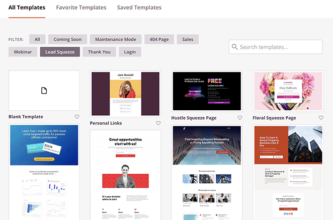 Modèles de pages personnalisés pour WordPress dans SeedProd