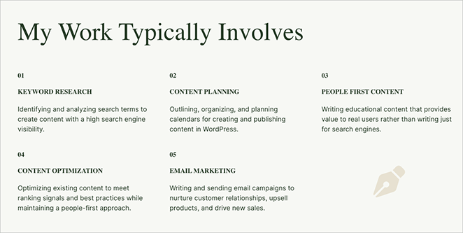 Custom services section in a WordPress page using SeedProd