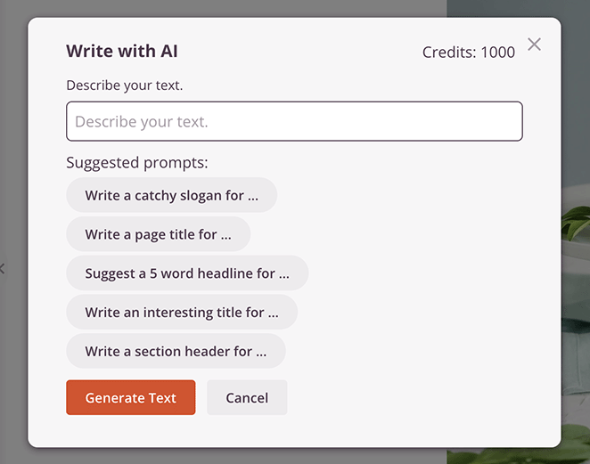write-with-ai - SeedProd Describe and Generate Text with AI in SeedProd page builder